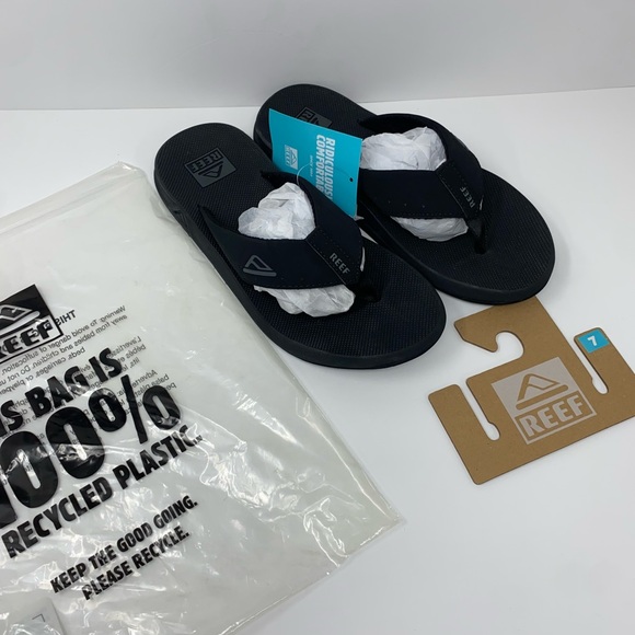 REEF Men’s Phantoms Black Open Toe Flip Flop Sandals High Arc Support Size 7 New - Picture 9 of 9